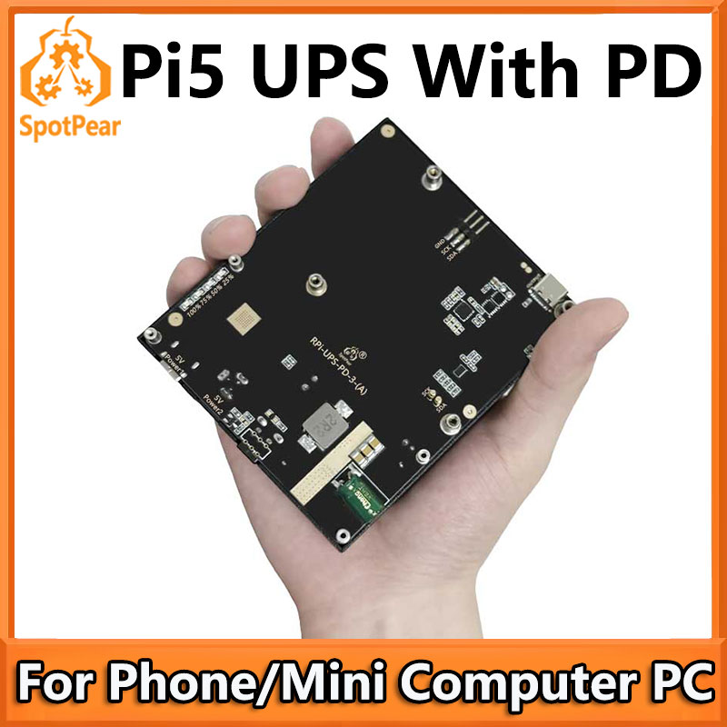 Pi 5 Case - Raspberry Pi 5 / 4B用UPS、PDトリガー起動機能付き無停電電源供給、5V/5A 25W、携帯電話/ミニコンピューターPCにも対応