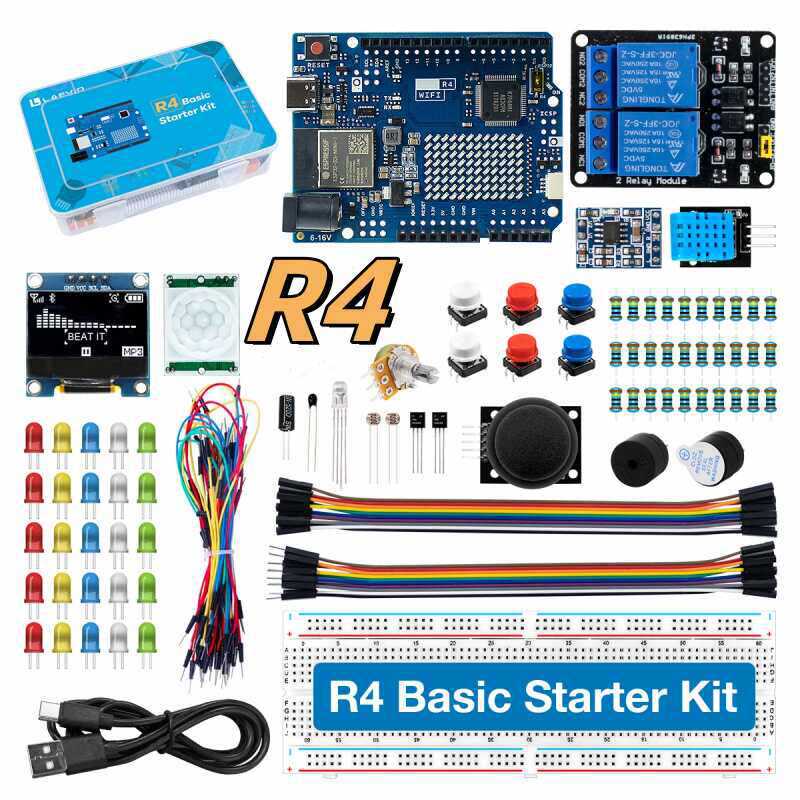 Arduino Kit - UNO R4 WiFi対応開発スターターキット。センサーと電子部品が付属し、プログラミング学習やDIYプロジェクトに最適。