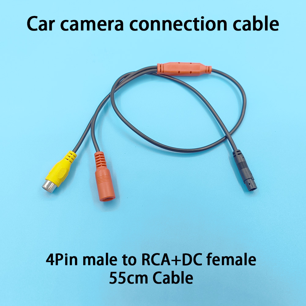 Pi Camera Cable - 車載カメラ接続ケーブル 4ピンオス-RCAビデオ電源メス ストリーミングレコーダー用 後方画像 550mm