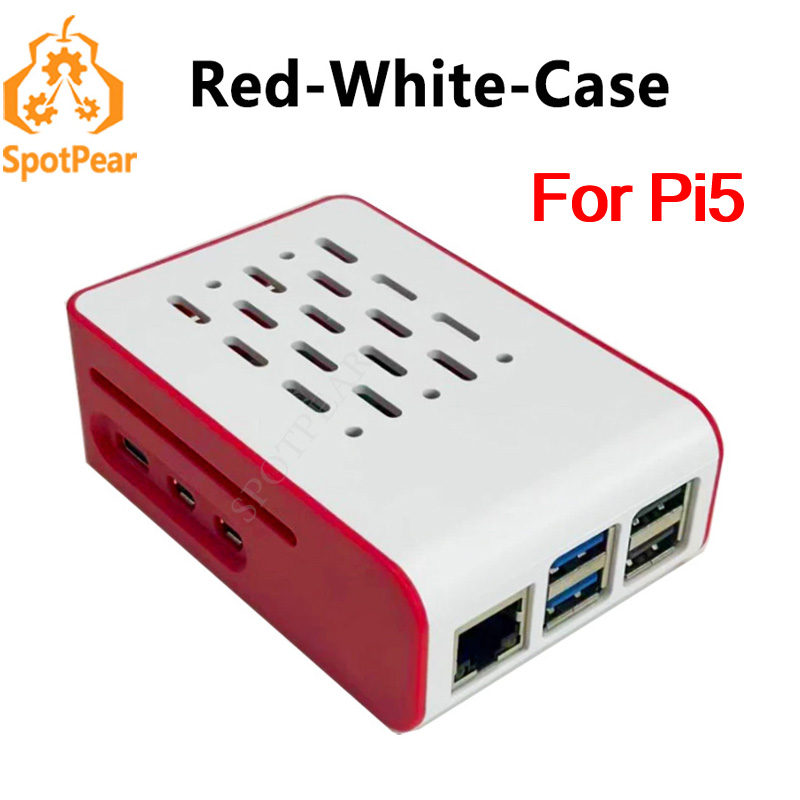 Pi 5 Case - Raspberry Pi 5 赤白冷却ケース 公式アクティブクーラー用