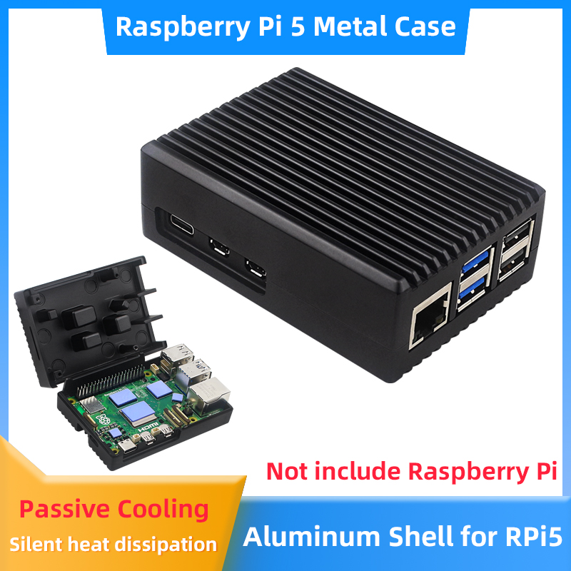 Pi Cooler - ラズベリーパイ 5 アルミニウムケース装甲シェルサイレントパッシブ冷却シェルフィン熱放散ケースラズベリーパイ 5 Pi5 用