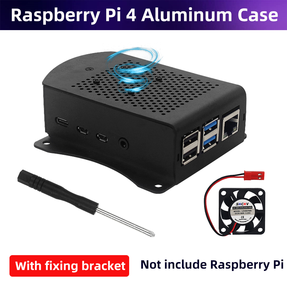 Pi 4 Case - 4つのアルミニウム合金スロットを備えたRaspberryPi用のスプリングボックス,冷却ファンビューをサポートするデバイス,モデルb
