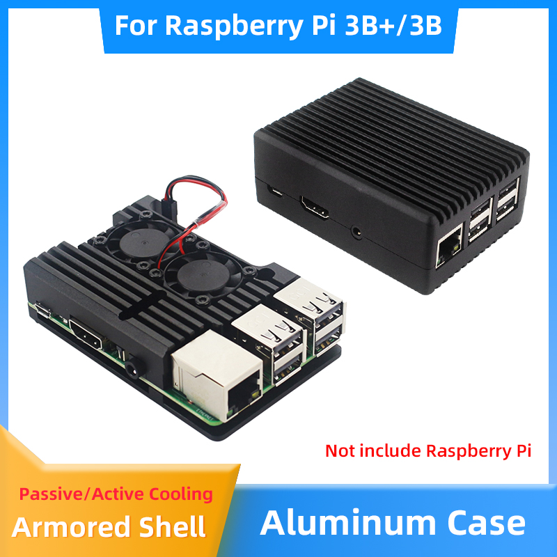 Pi Cooler - Raspberry Pi 3B+ 3B アルミニウムケースアクティブパッシブ冷却金属装甲シェルケース RPI