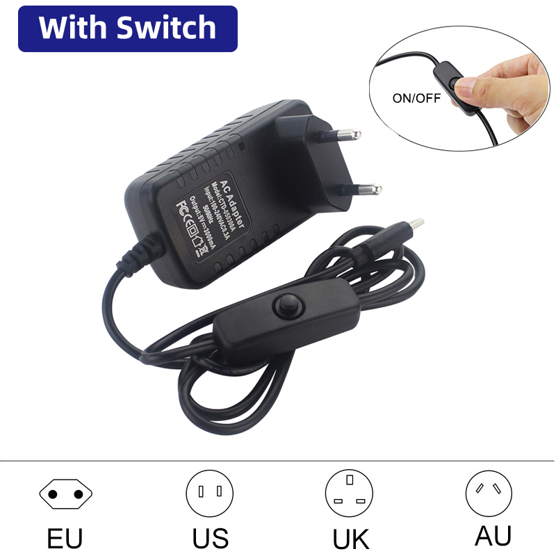 5V 3A ラズベリーパイ 4 電源 USB タイプ C ポ - Pi Power Supply のレビューと価格