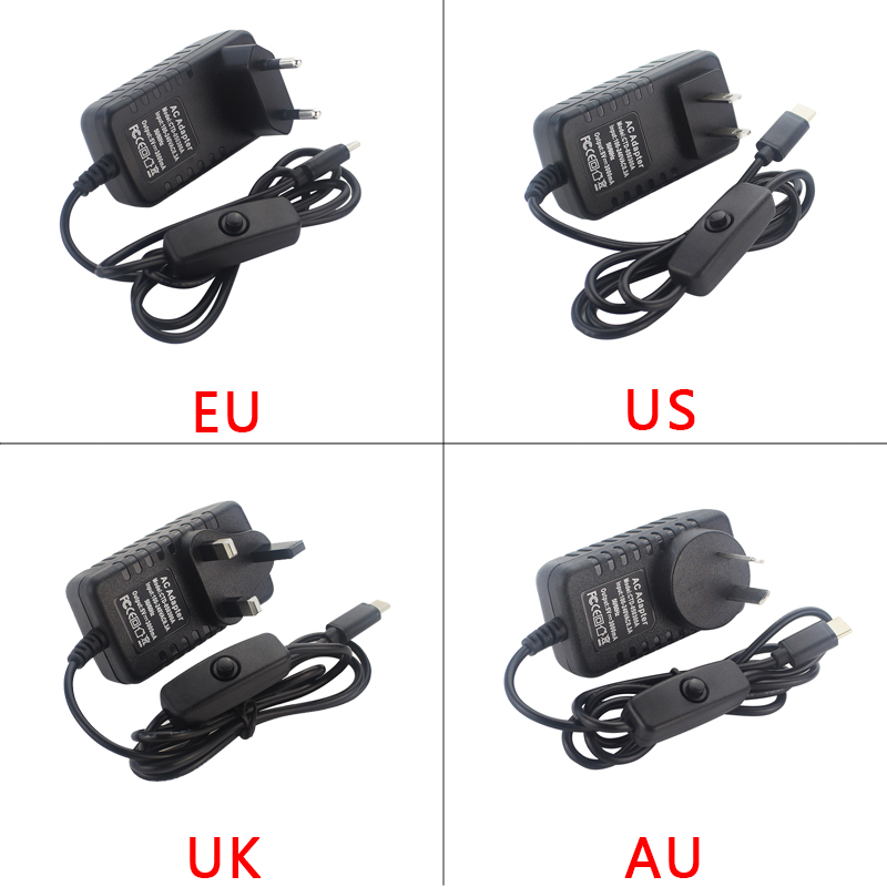 5V 3A ラズベリーパイ 4 電源 USB タイプ C ポ - Pi Power Supply のレビューと価格