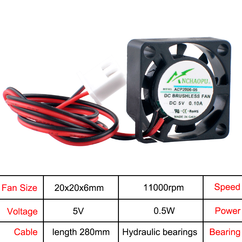 ANCHAOPU ACP2006 2cm 20mm ファン  - Pi Power Supply のレビューと価格