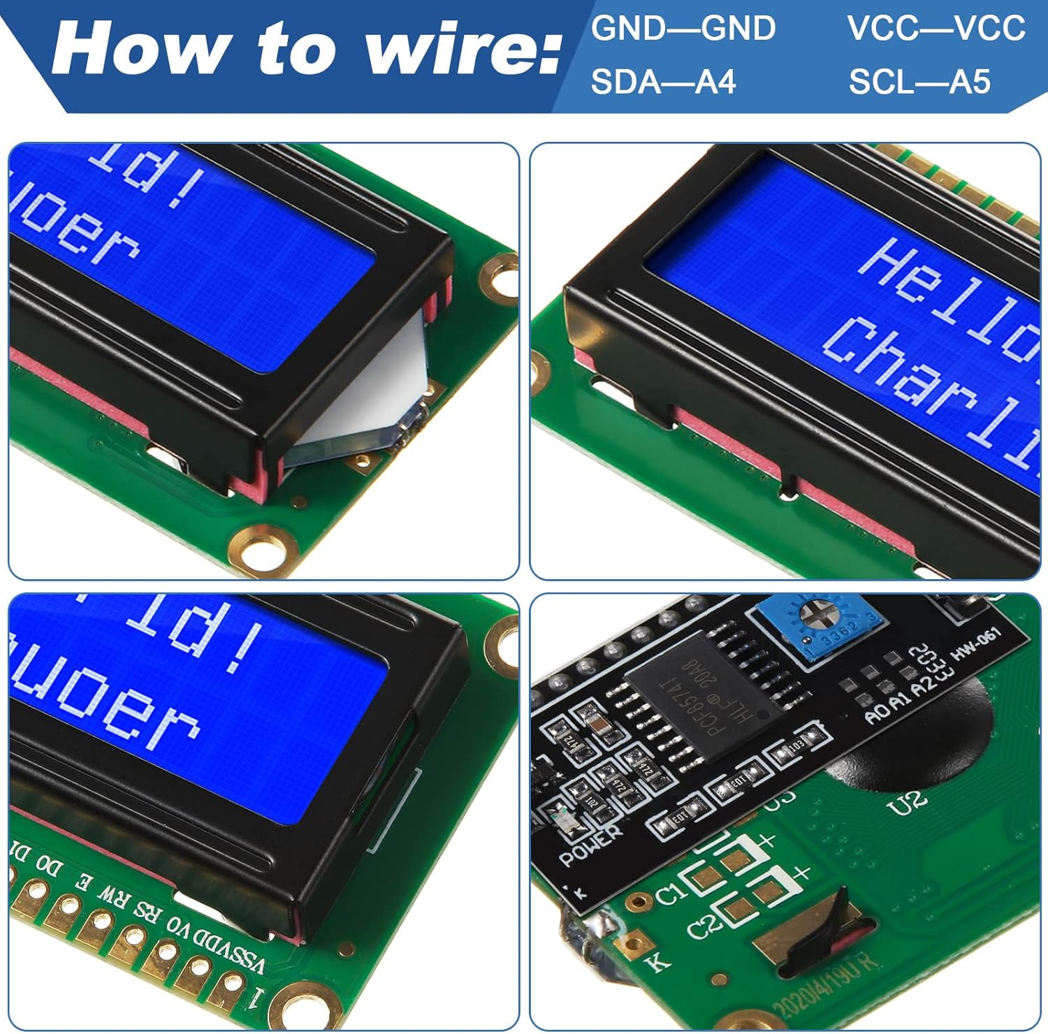 1セット 1602 LCD 20*4 ブルースクリーン I2 - Pi Display のレビューと価格