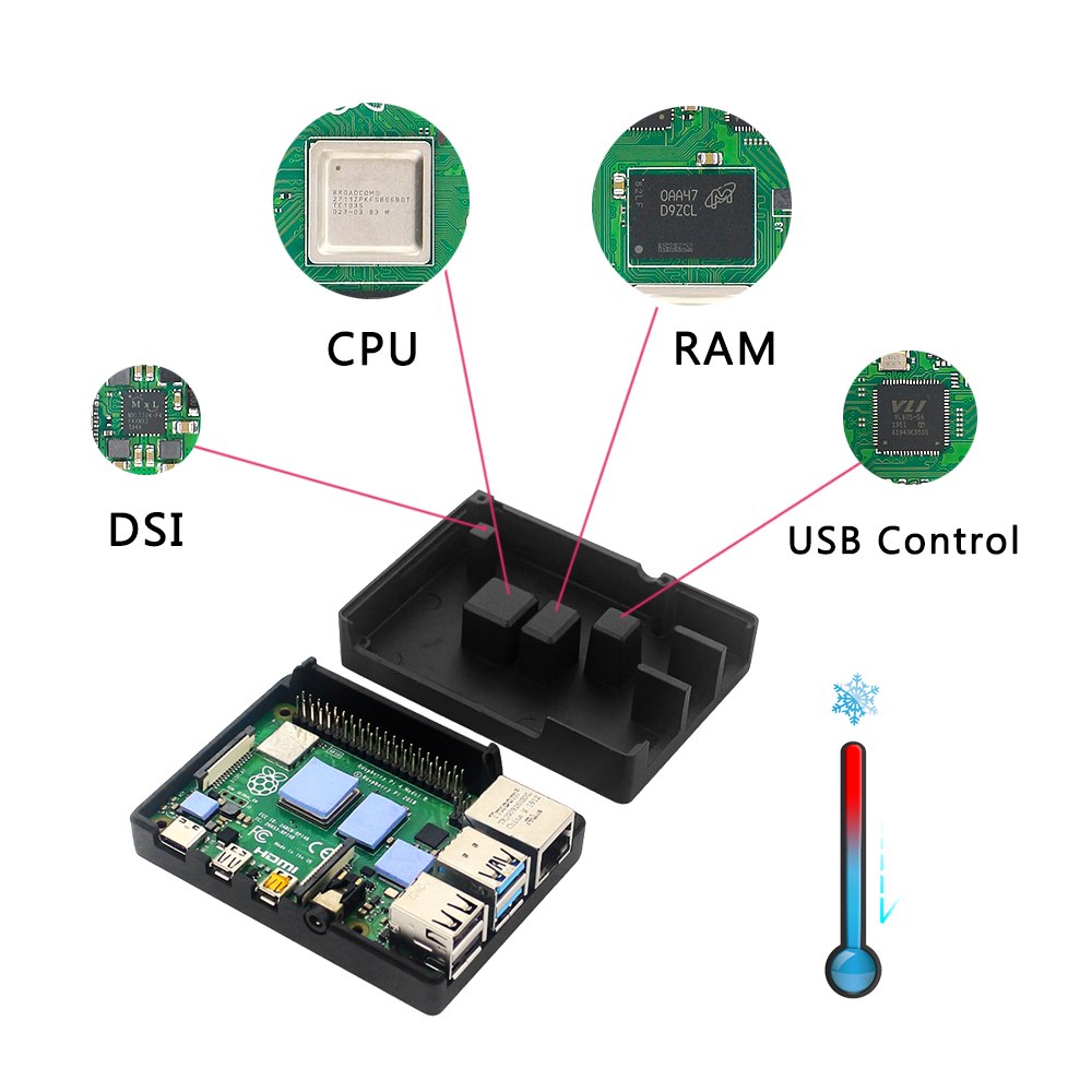 Raspberry Pi 4 アルミニウム合金ケース ブラッ - Pi 4 Case のレビューと価格