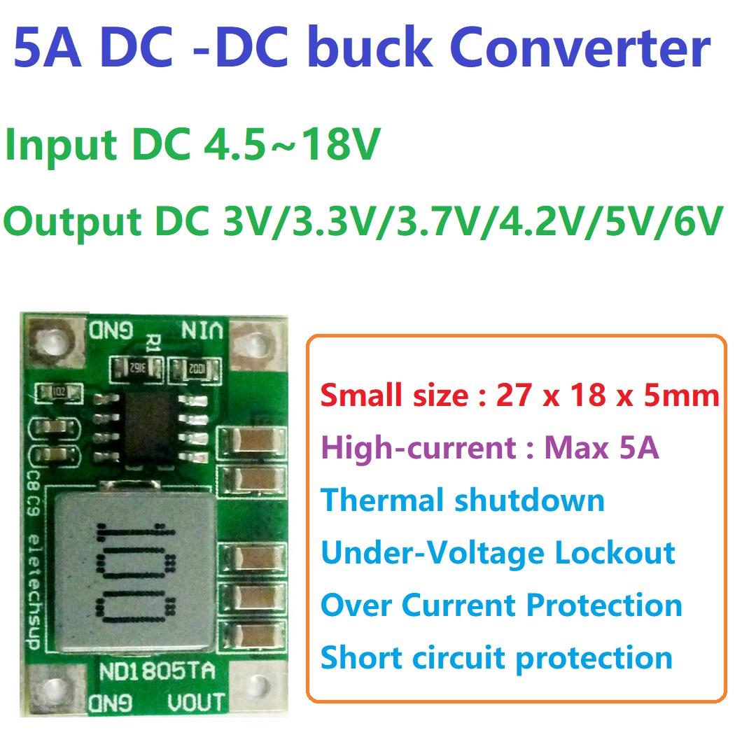 5A降圧型DC-DCコンバーターモジュール。入力電圧4.5～ - Raspberry Pi 4 のレビューと価格